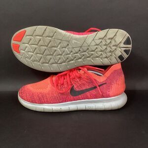 Nike Free RN Flyknit Women's 8.5 Solar Red/Pink & Orange Lightweight 880844-601
